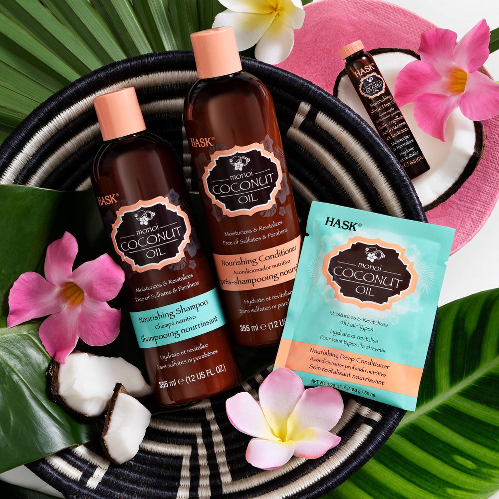 Packaging highlights color-safe formula for color-treated hair.