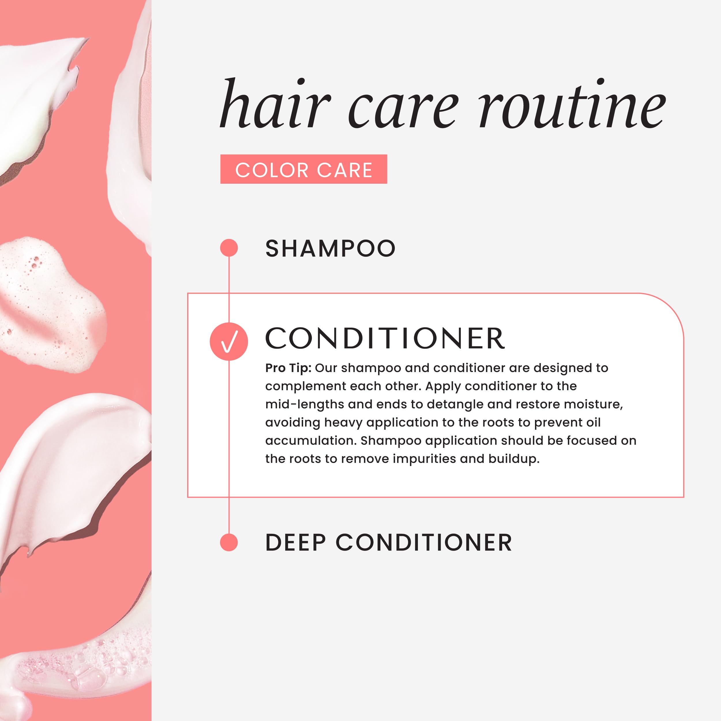 HASK Color Care in-shower view, shampoo and conditioner pairing during a wash