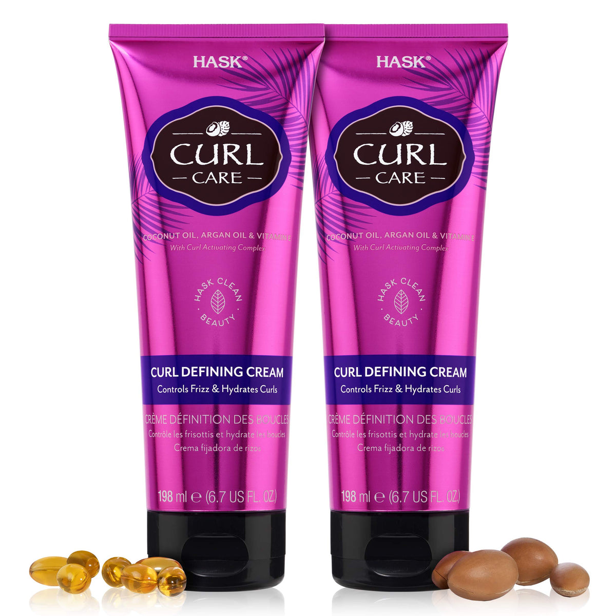 HASK Curl Care bundle packaging highlights vegan, cruelty-free formula.
