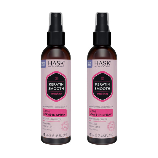 HASK Keratin 5-in-1 Leave-In Spray bottle set for easy all-hair-type routine