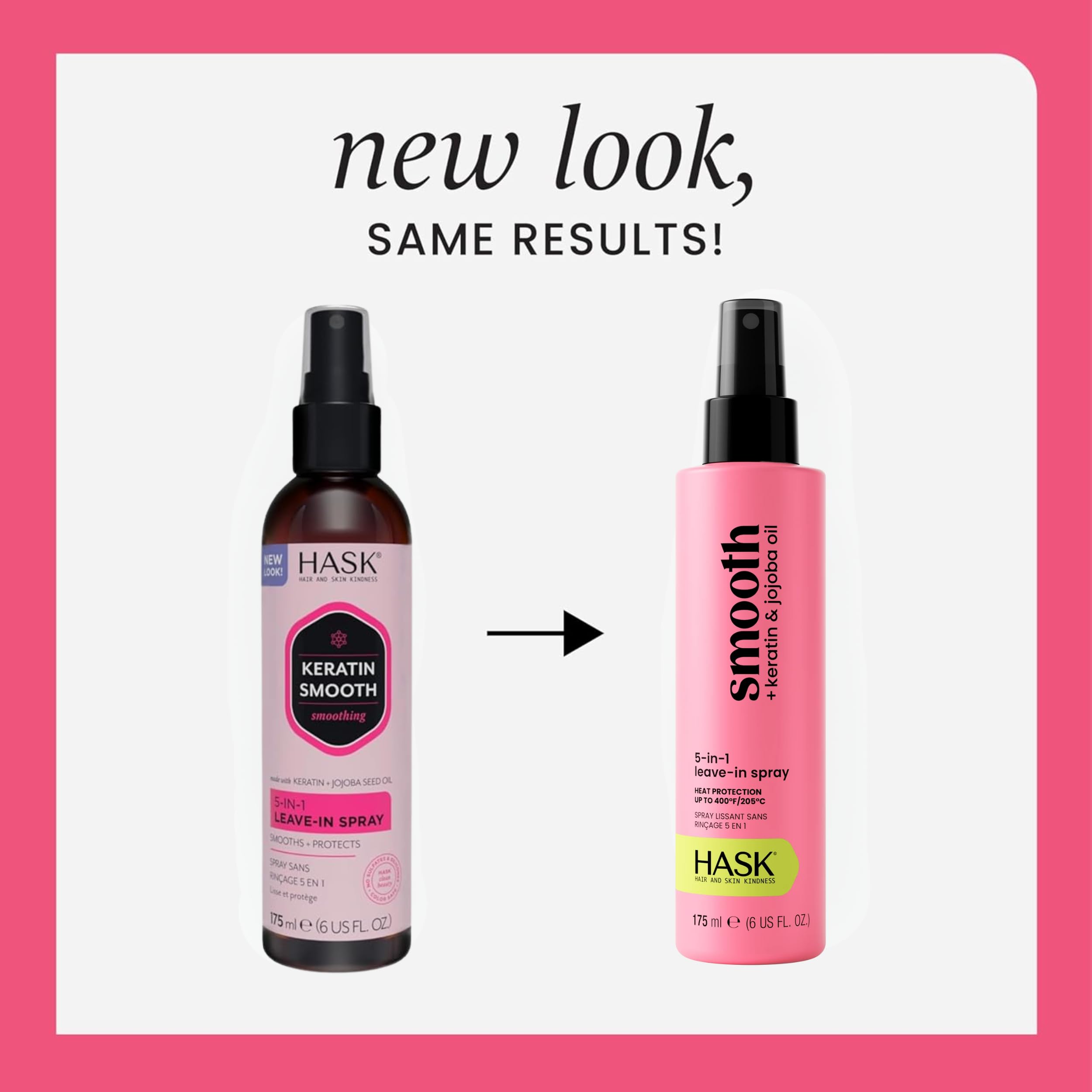 HASK Keratin 5-in-1 Leave-In Spray two-bottles display promotes convenient at-home use