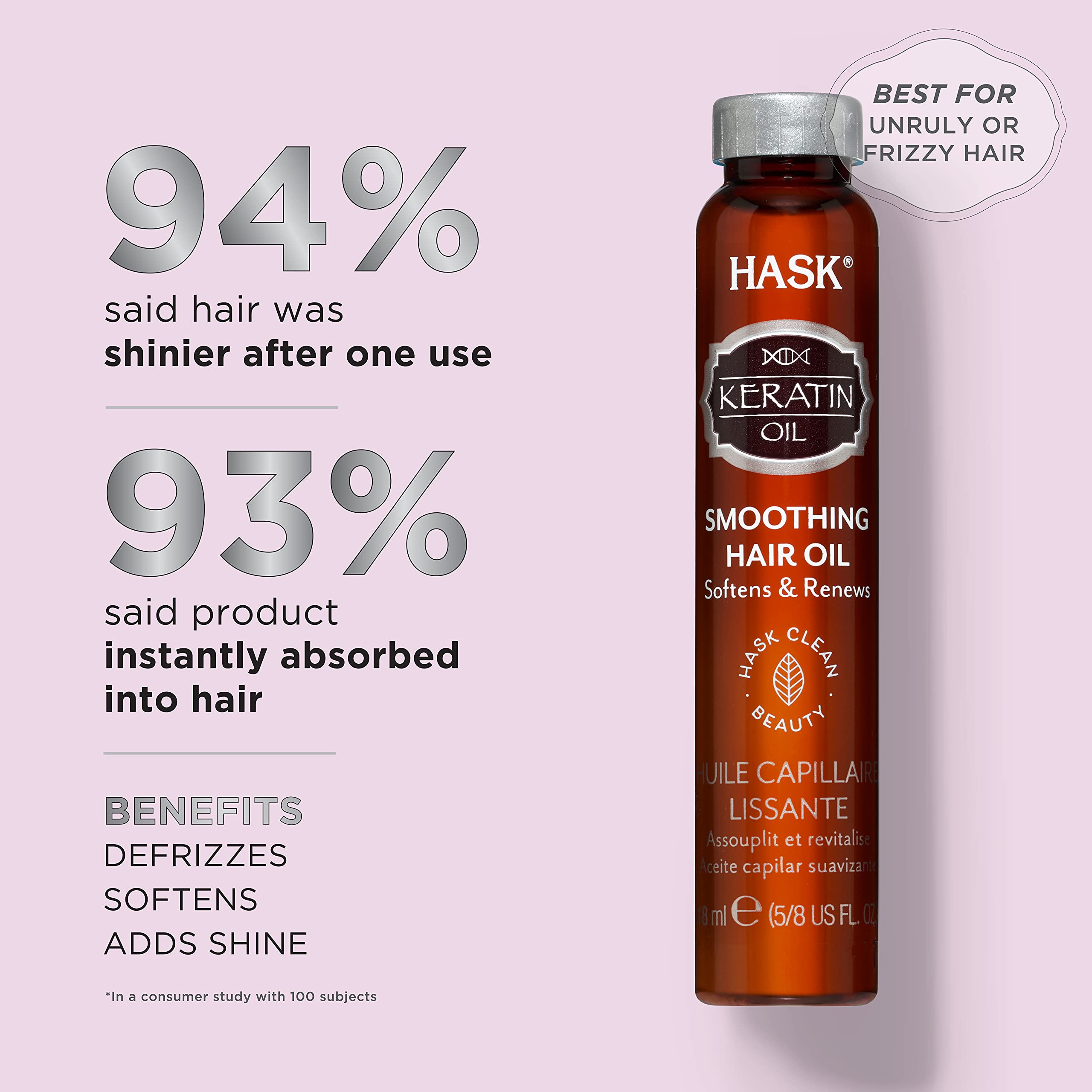Color-safe formula of HASK Keratin Hair Oil nourishes and smooths