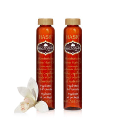 HASK Macadamia Oil vial pack label highlighting moisturizing formula