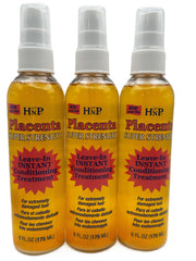 HASK Placenta leave-in conditioner packaging shows triple-pack value.