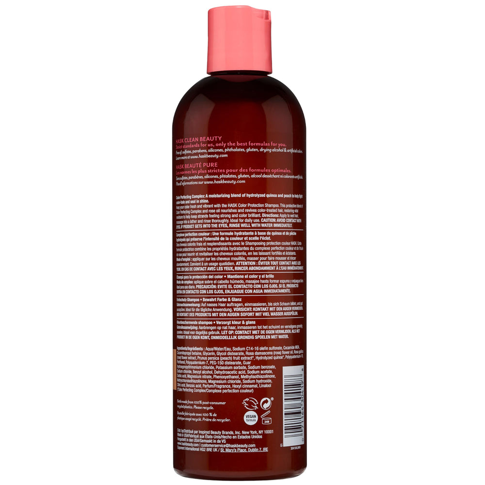 HASK sulfate-free label indicating gentle cleansing for color-treated hair
