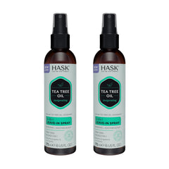HASK Tea Tree Oil 5-in-1 spray bottle ready to detangle.