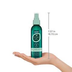 Sulfate-free and gluten-free label on HASK Tea Tree Oil bottle.