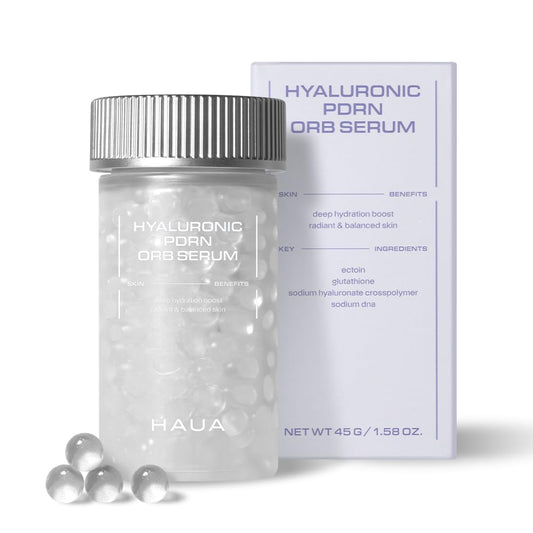 HAUA serum bead-in-serum delivers fresh actives for smooth, hydrated skin.