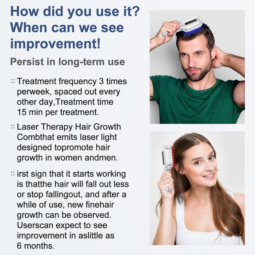 HAUBAT Laser Therapy Hair Growth Comb side view showing ergonomic handling