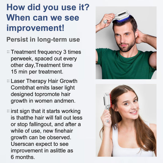 HAUBAT Laser Therapy Hair Growth Comb side view showing ergonomic handling