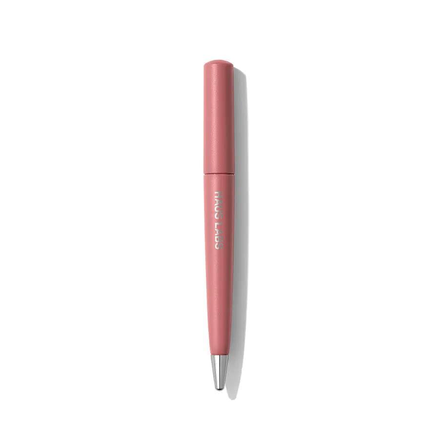 HAUS LABS Le Monster Lip Crayon Rose Matte swatch on lips for bold, comfortable color.
