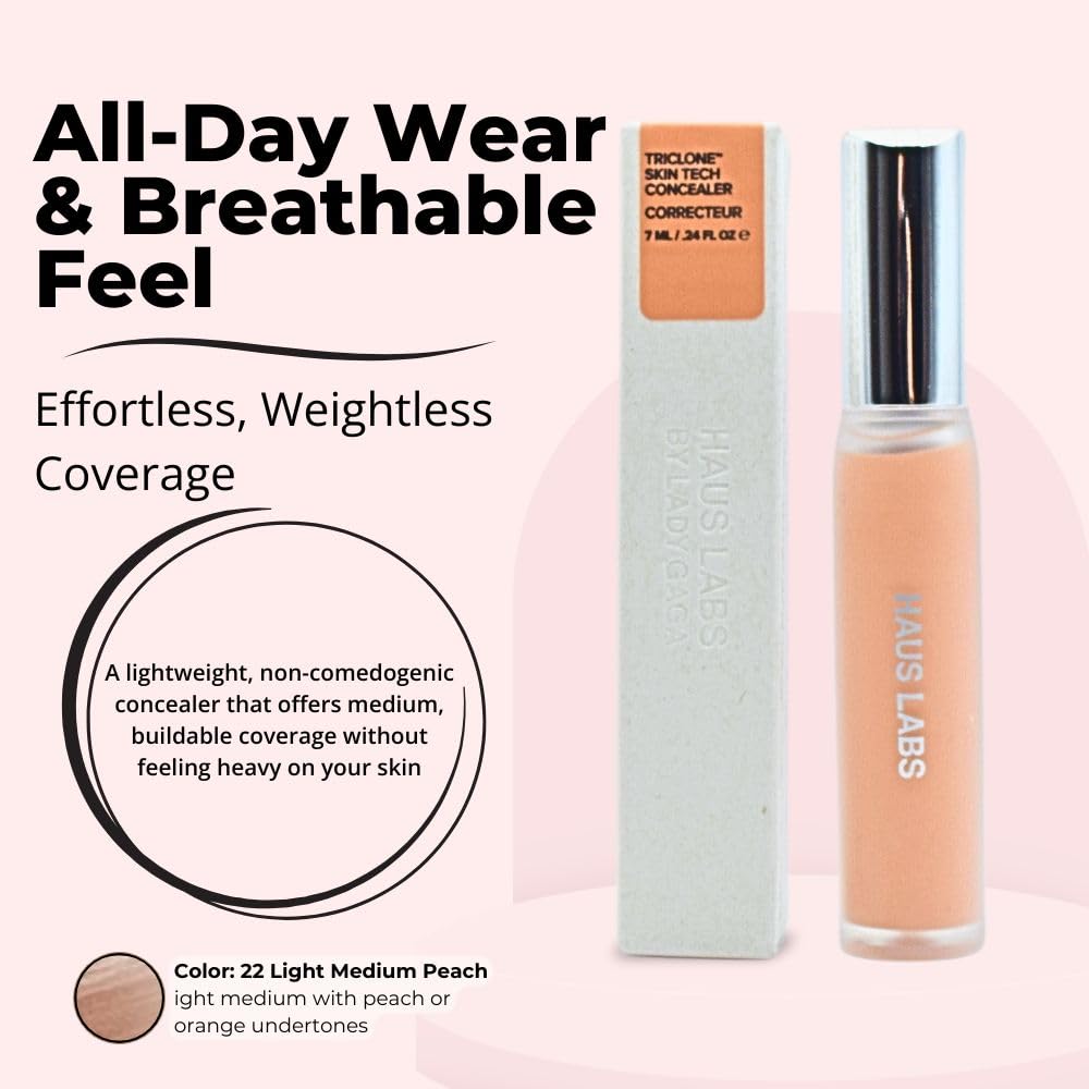 Swatches of Triclone concealer showing buildable shade 22 Light Medium Peach.