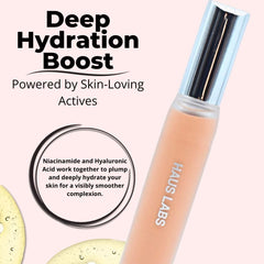 Under-eye area shown with de-puffing benefits and brightening effect.