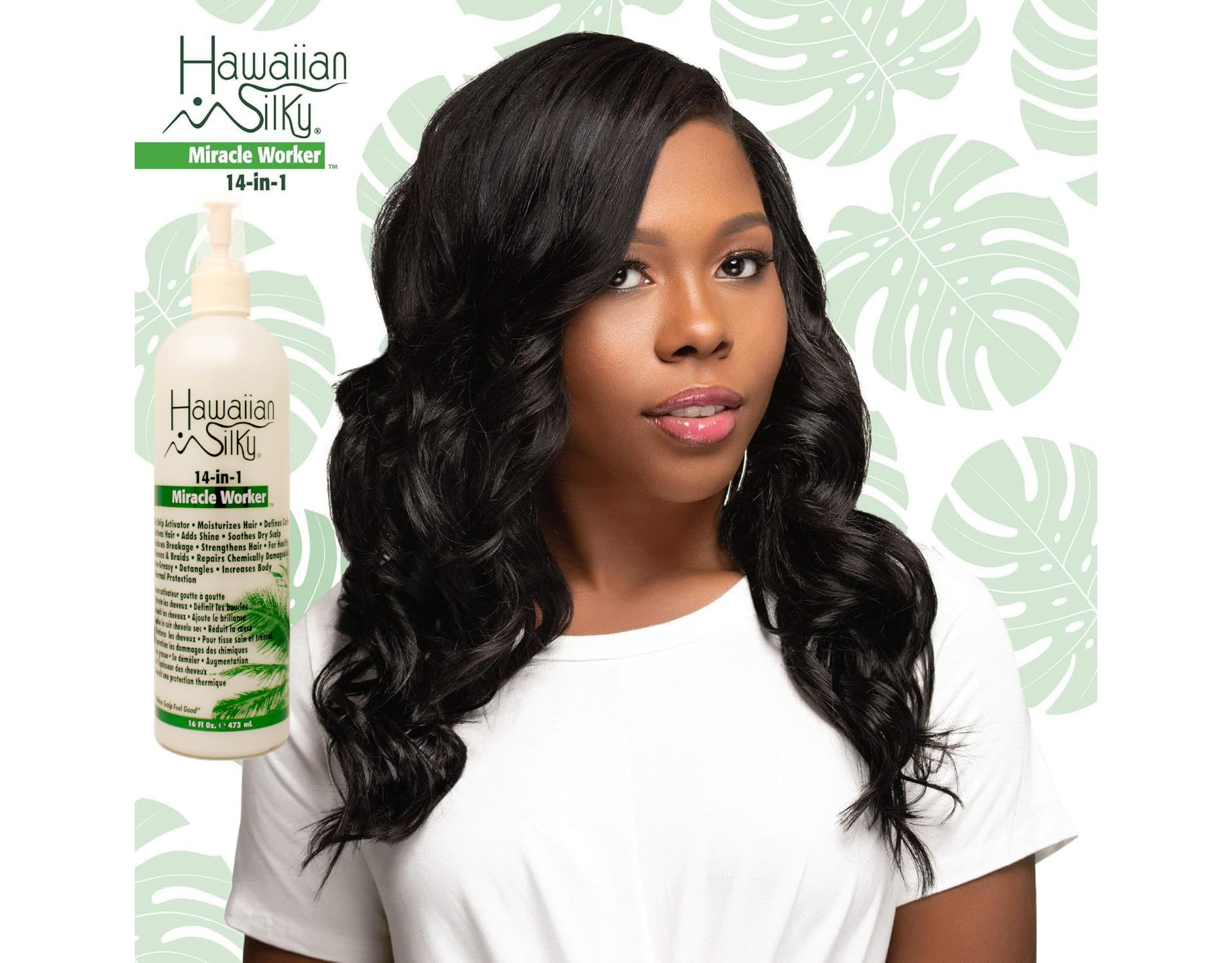 Hawaiian Silky conditioner bottle showing deep moisture and curl definition