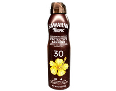 Hawaiian Tropic dry oil clear spray SPF 30 bottle for sun protection