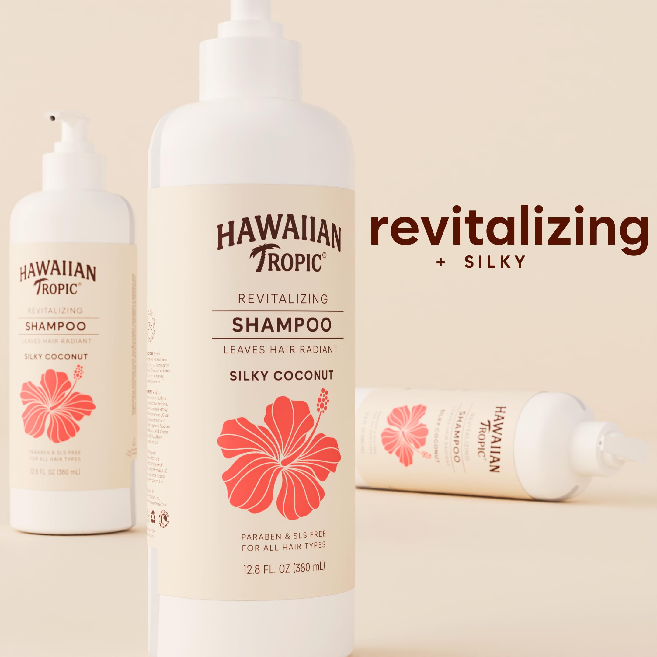 Hawaiian Tropic level-check viewing window shows liquid level at a glance.
