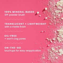 Applying Hawaiian Tropic mineral sunscreen powder brush under makeup as primer.
