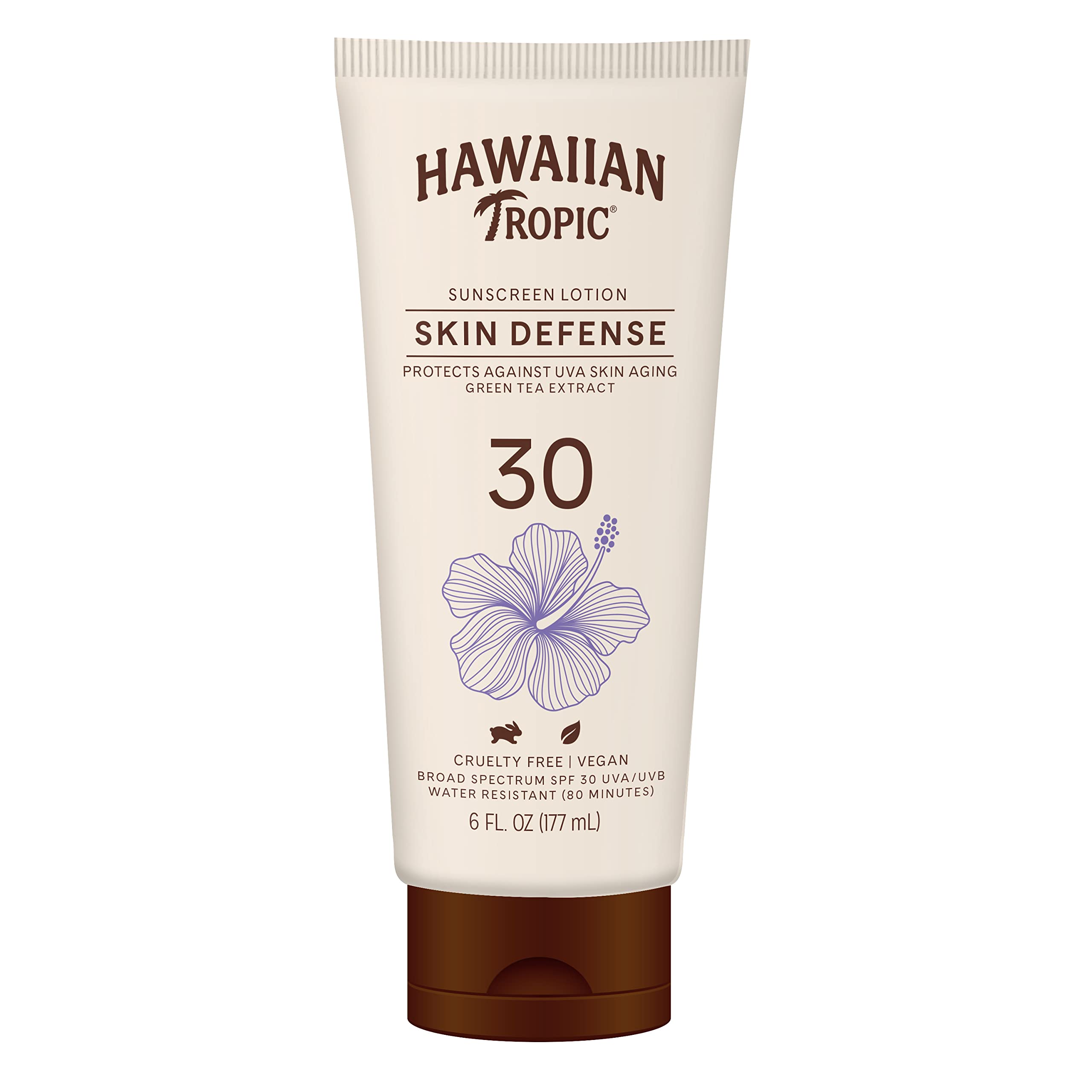Hawaiian Tropic Skin Defense SPF 30 bottle for outdoor sun protection