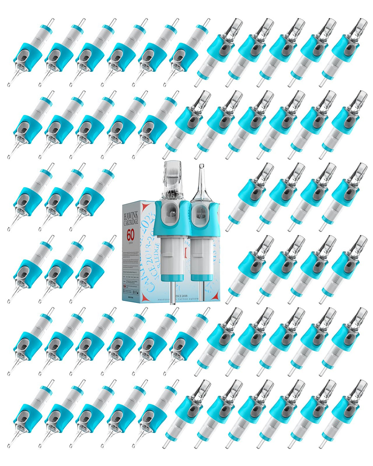 HAWINK tattoo needles kit packaging in blue, ready for professional use.