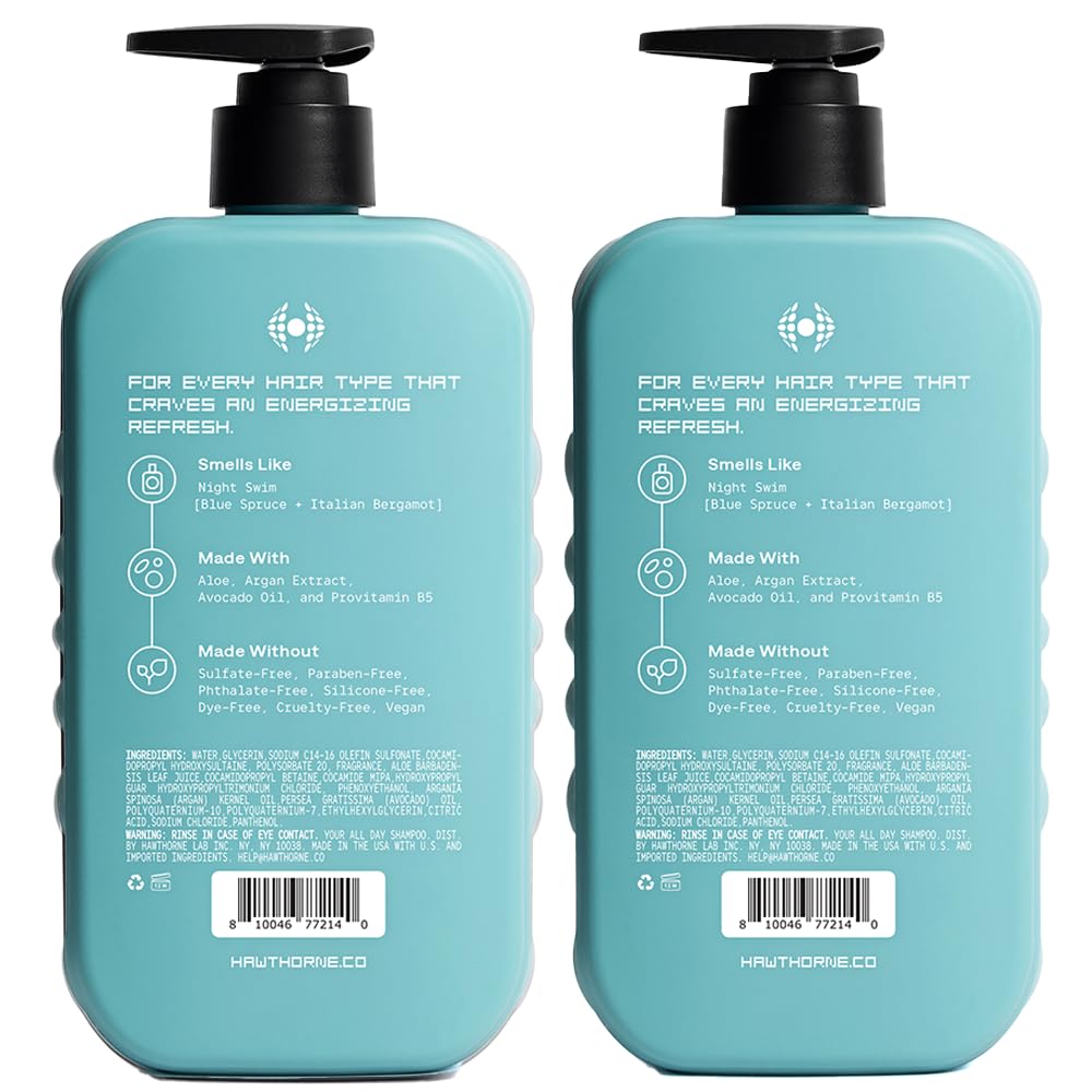 Two-pack Hawthorne All Day Shampoo arranged together on display.