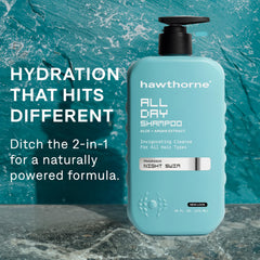 Top view of Hawthorne All Day Shampoo bottle with scent cap.