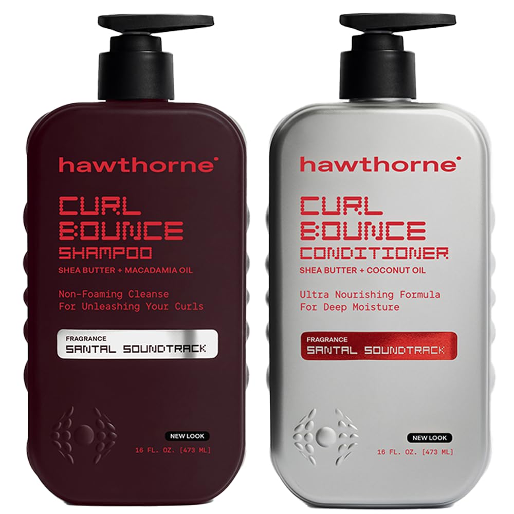 Hawthorne Curl Bounce shampoo bottle with Sandalwood scent for refreshed curls.