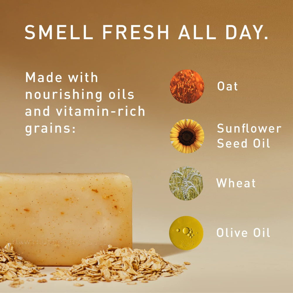 Hawthorne Exfoliating Bar Soap ingredients natural and sulfate-free for a gentle wash.