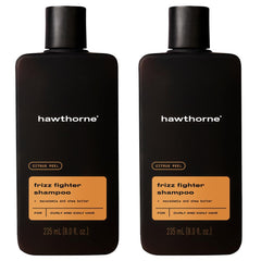 Hawthorne Frizz Fighter Shampoo bottle highlighting hydrating curls.