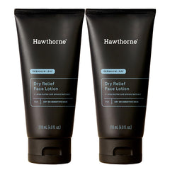 Hawthorne Men's Dry Relief Lotion bottle delivering rich hydration for dry skin