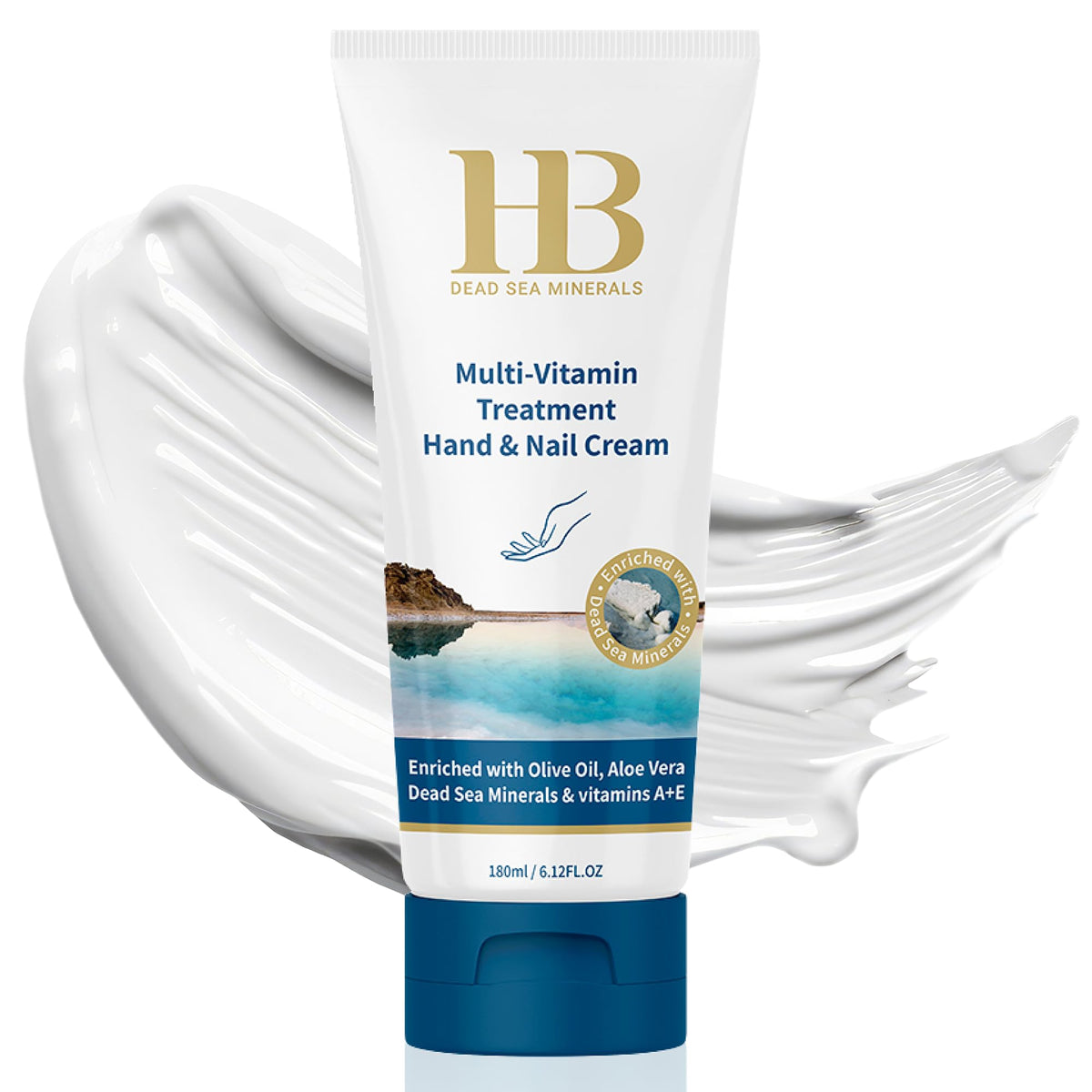 HB Dead Sea Minerals hand cream in a jar for silky, nourished hands.