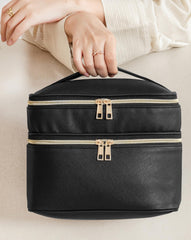 HBlife makeup bag second layer mesh pockets for easy organization of cosmetics.