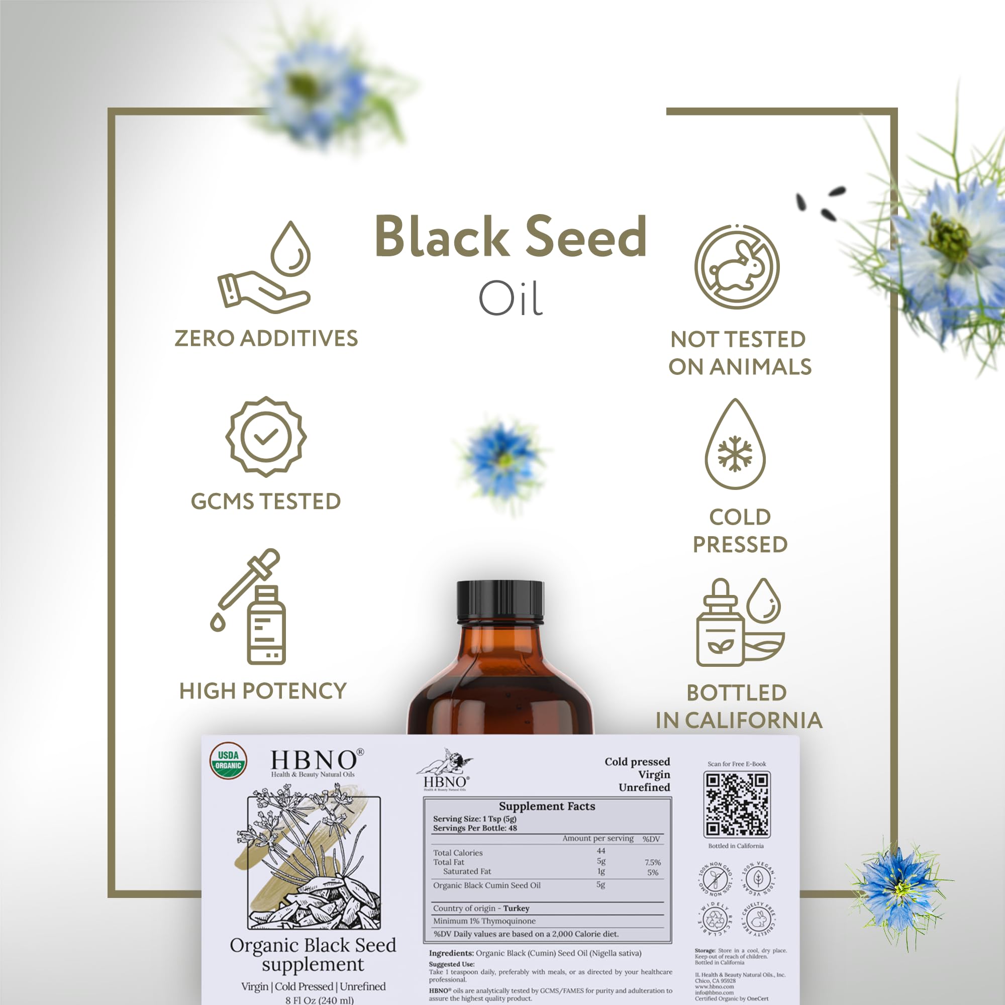 HBNO Black Seed Oil ideal with shampoo and conditioner for hair care routines.