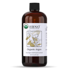 HBNO Organic Argan Oil bottle for premium skin and hair nourishment.