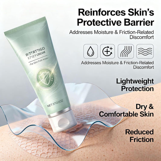 Close-up of Hea Lora Intertrigo Cream tube showing packaging and branding