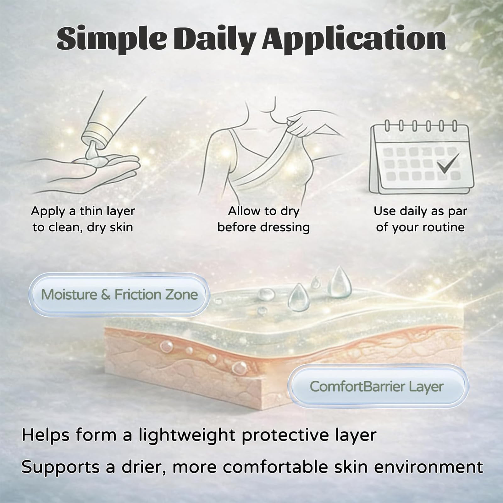 Underarm area application with Hea Lora Intertrigo Cream for daily comfort