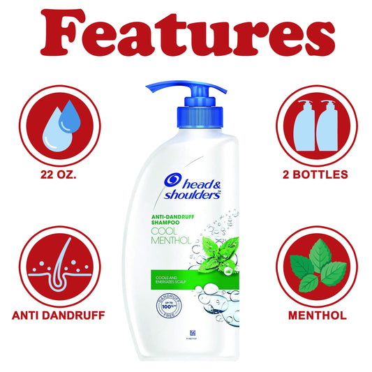 Head & Shoulders Cool Menthol Shampoo label closeup showing cooling formula