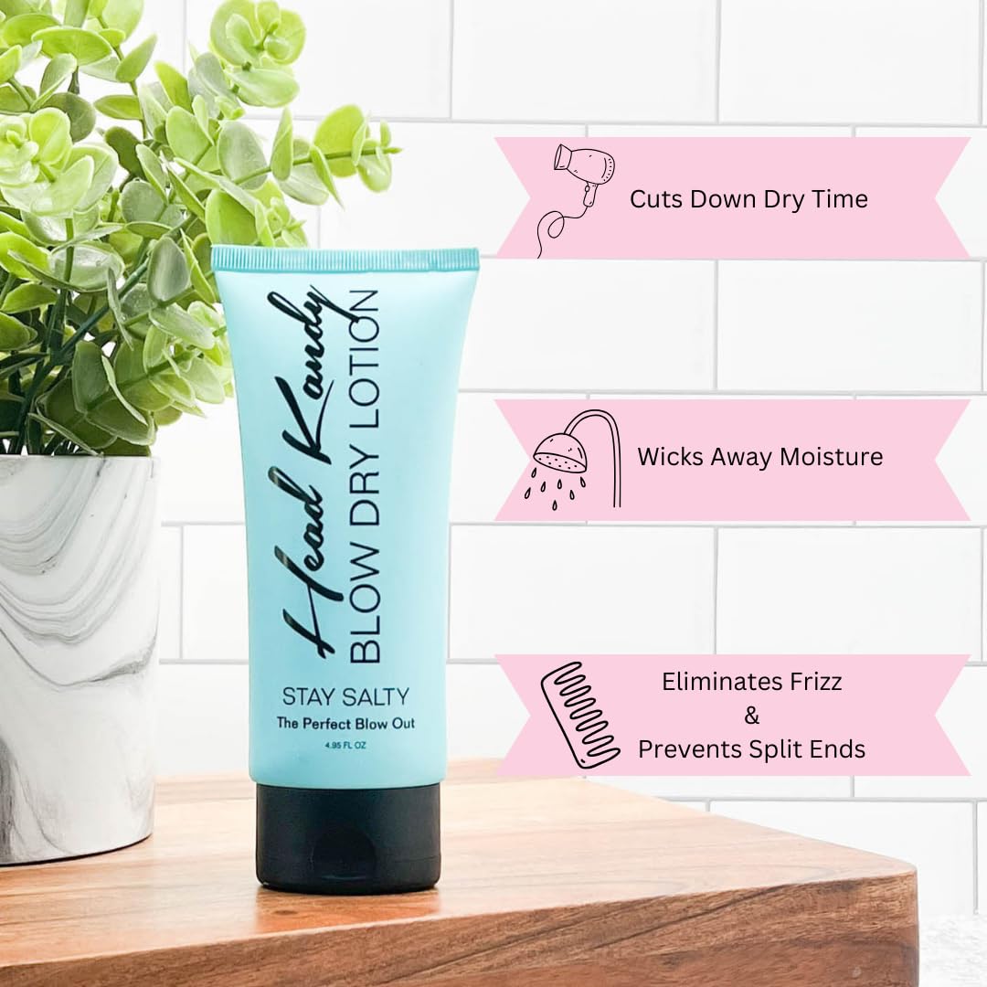 Head Kandy Stay Salty on counter promotes color-safe styling with heat protection.
