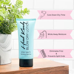Head Kandy Stay Salty on counter promotes color-safe styling with heat protection.