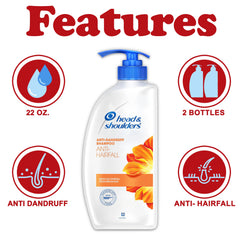 Head & Shoulders anti-hairfall shampoo pump bottle, 22 oz, stronger strands.