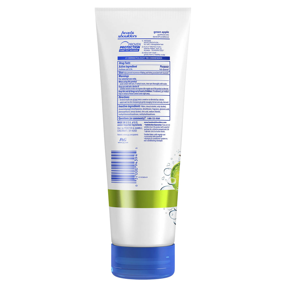 Head & Shoulders Green Apple Conditioner label closeup highlighting pH-balanced formula