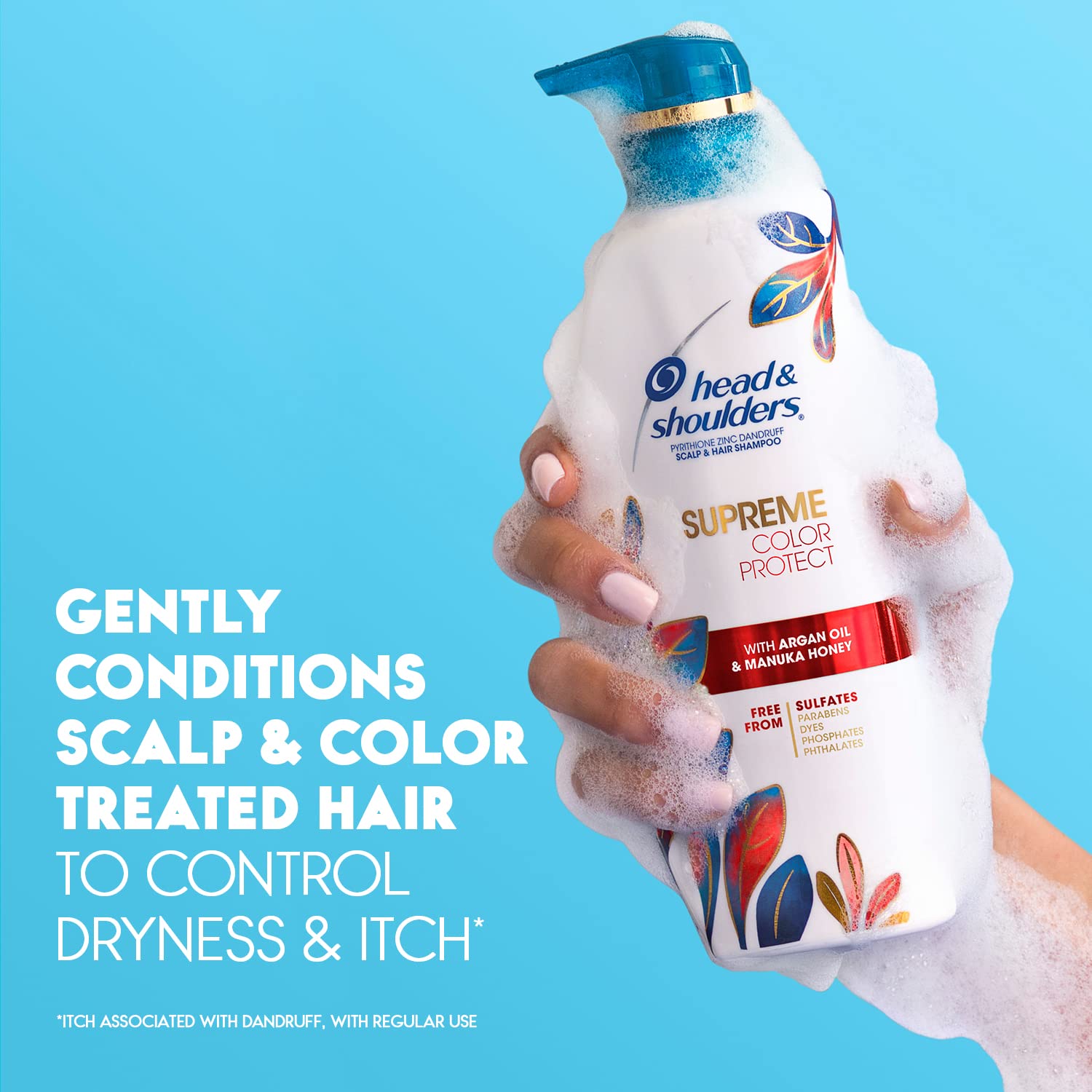 Close-up of Head & Shoulders Supreme Color Protect with manuka honey ingredient
