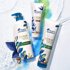 Head & Shoulders Supreme exfoliating scrub after wash prepares scalp for hair care.