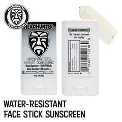 Headhunter Sunscreen Face Stick waterproof with surfers in mind for durable coverage.