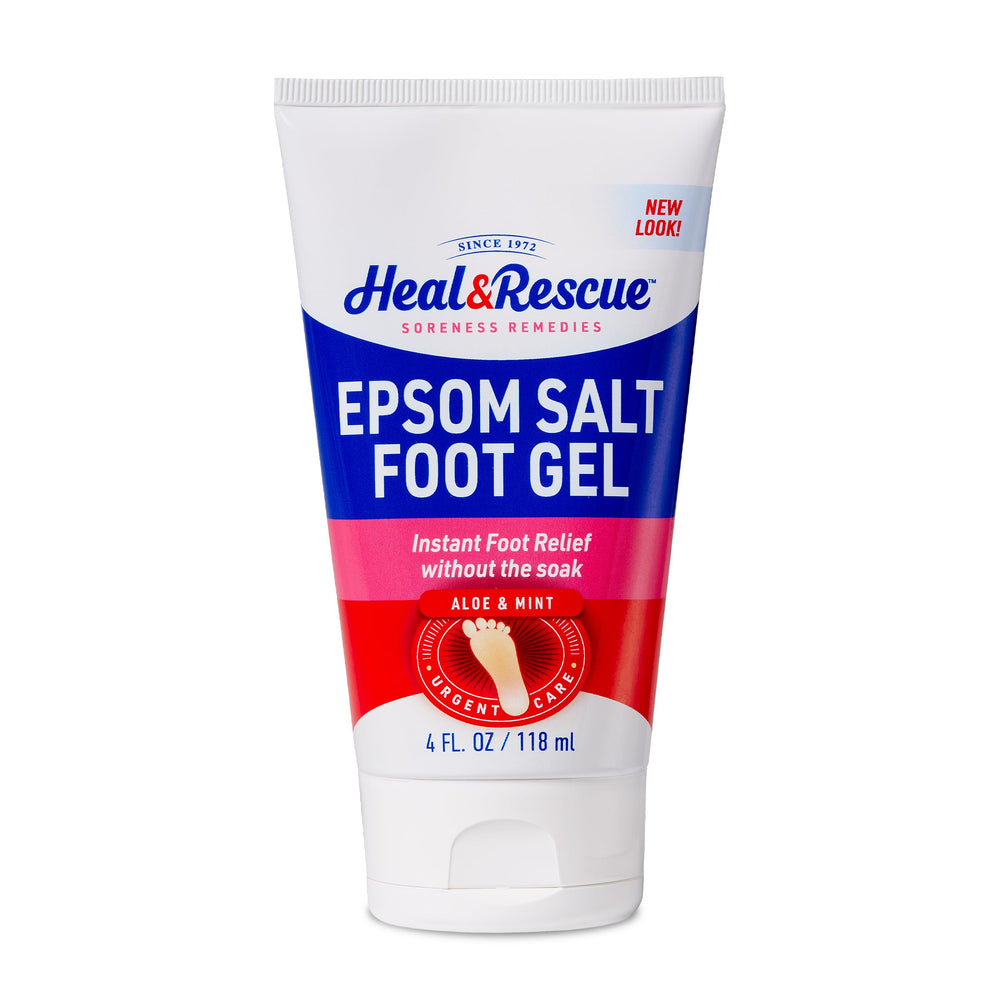 Heal&Rescue Epsom Salt Foot Gel bottle delivers quick foot relief.