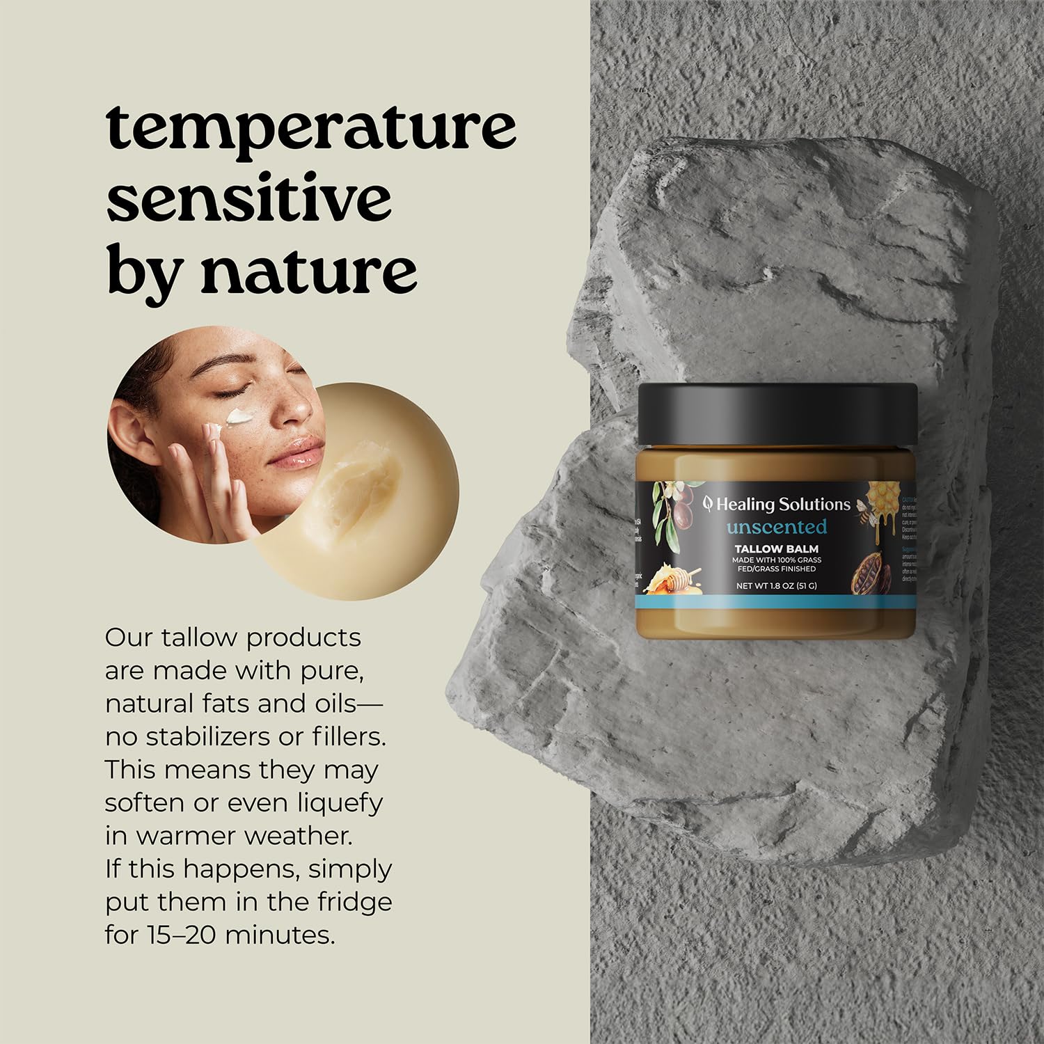 Healing Solutions balm texture close-up on skin