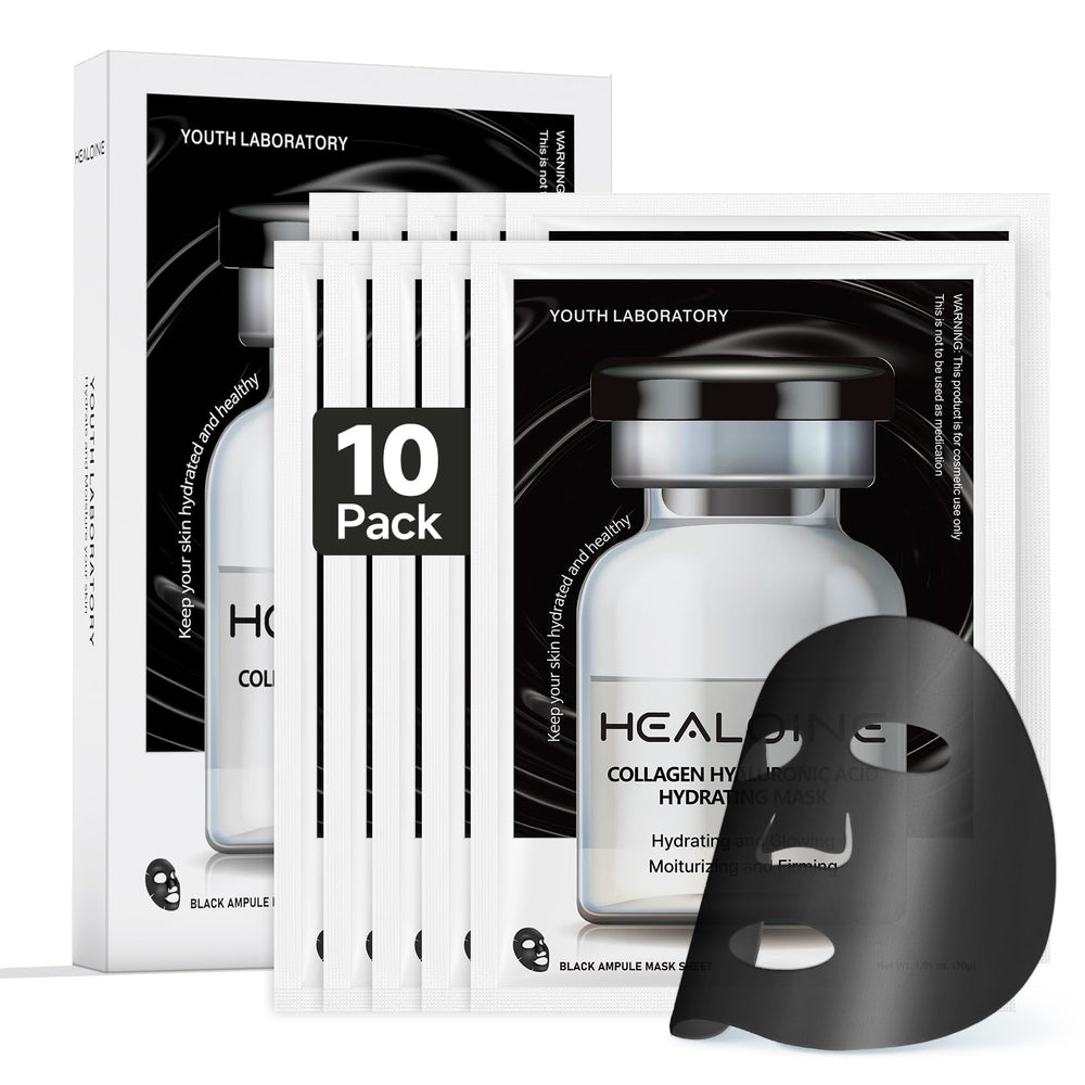 HEALOINE Deep Collagen Mask packaging close-up for overnight hydration routine.