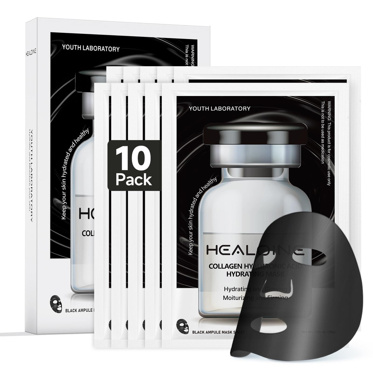 HEALOINE Deep Collagen Mask packaging close-up for overnight hydration routine.