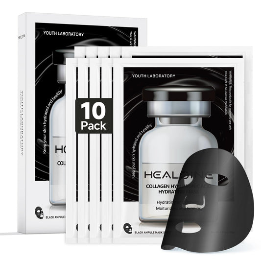 HEALOINE Deep Collagen Mask packaging close-up for overnight hydration routine.