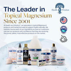 Health and Wisdom magnesium gel offers daily gentle care for skin and body.