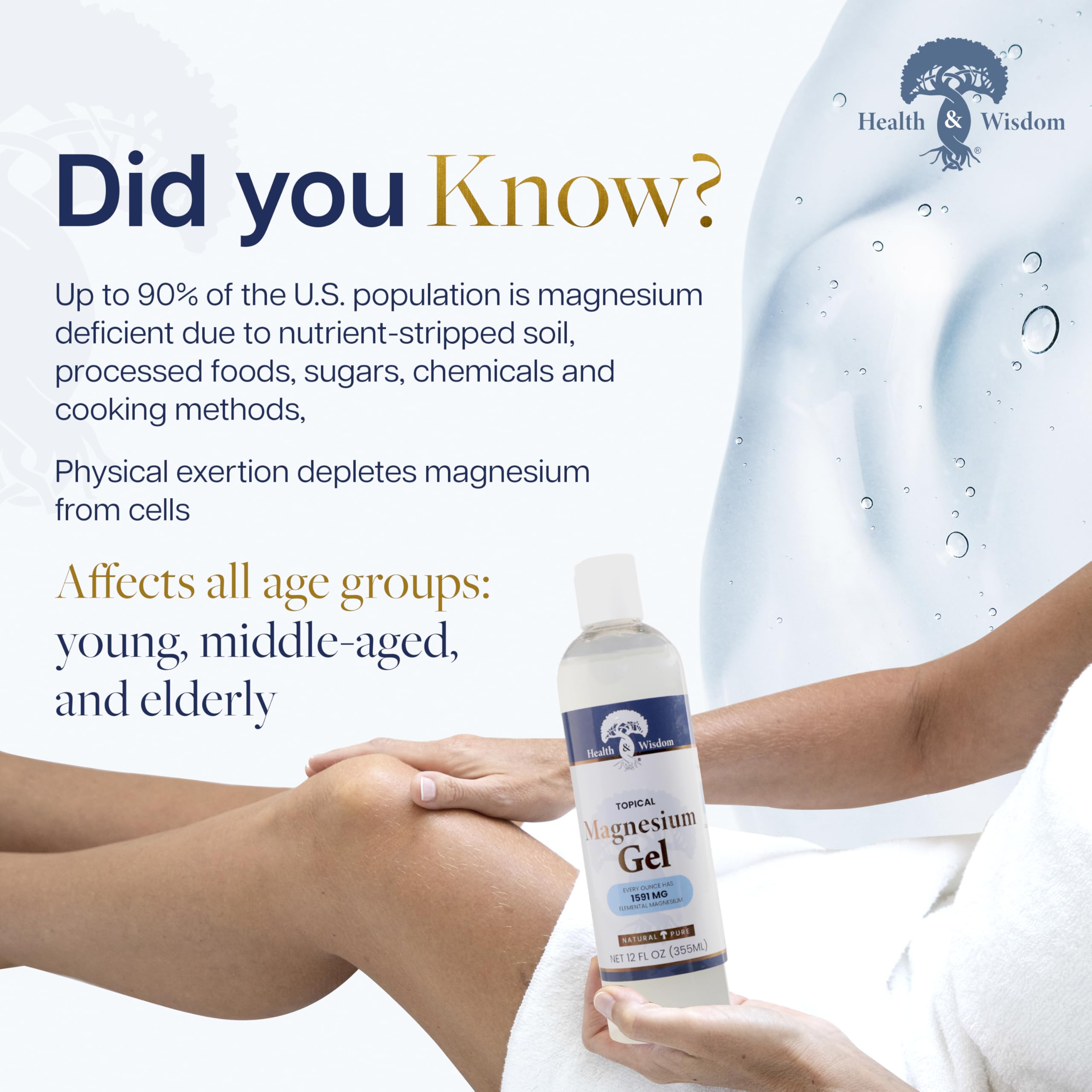 Health and Wisdom magnesium gel soothes joints after workouts with natural minerals.